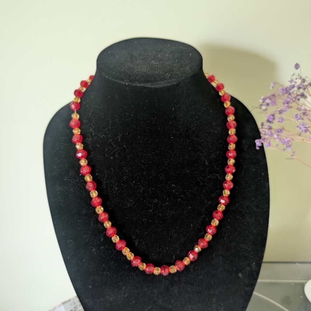 Elegant Red Beaded Necklace
